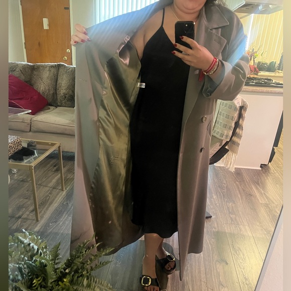 100% Wool Trench Coat - Olive Green Gorgeous Vintage - Picture 9 of 16